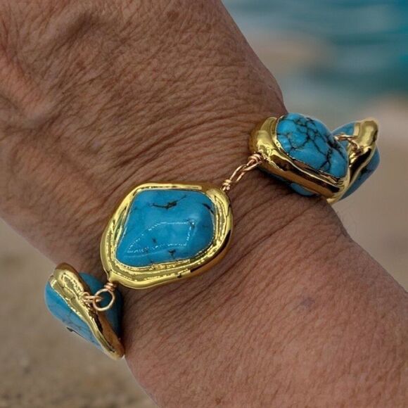 Necklace, gold over stainless, choker length, new never worn, textured, - Picture 8 of 16